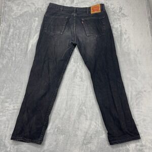 Levi's 505 Jeans Mens 38x32 Black Denim Double Stitch Dark Wash Straight Leg